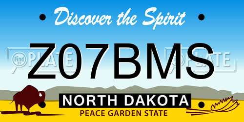 Z07BMS North Dakota License Plate
