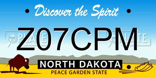 Z07CPM North Dakota License Plate