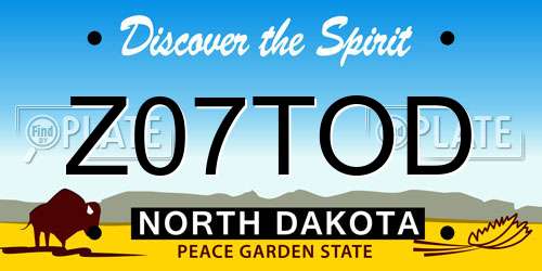 Z07TOD North Dakota License Plate