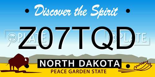 Z07TQD North Dakota License Plate