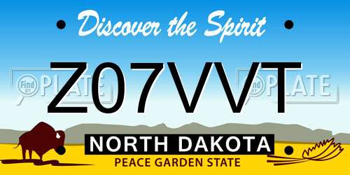Z07VVT North Dakota License Plate