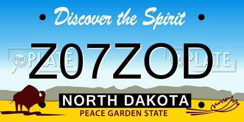 Z07ZOD North Dakota License Plate