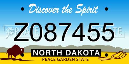 Z087455 North Dakota License Plate