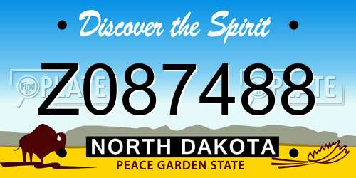 Z087488 North Dakota License Plate