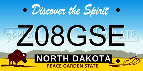 Z08GSE North Dakota License Plate