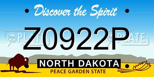 Z0922P North Dakota License Plate