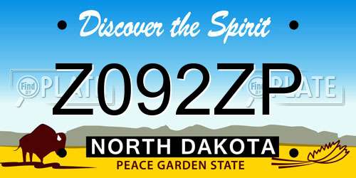 Z092ZP North Dakota License Plate