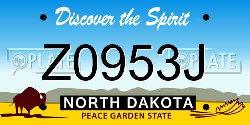 Z0953J North Dakota License Plate