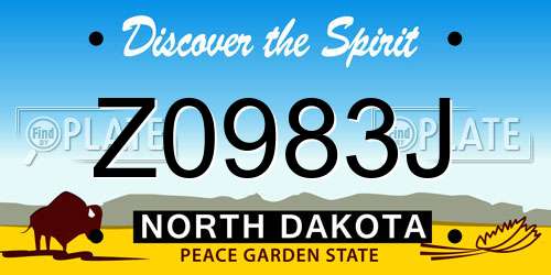 Z0983J North Dakota License Plate
