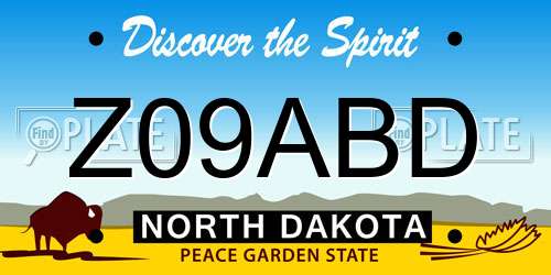 Z09ABD North Dakota License Plate