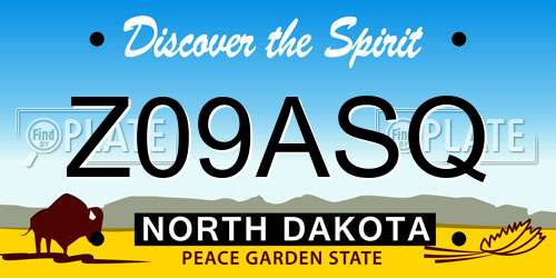 Z09ASQ North Dakota License Plate