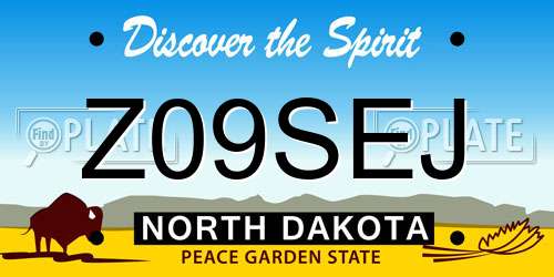 Z09SEJ North Dakota License Plate