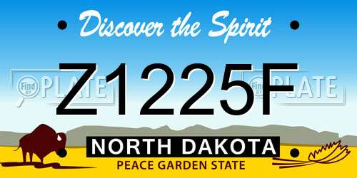 Z1225F North Dakota License Plate