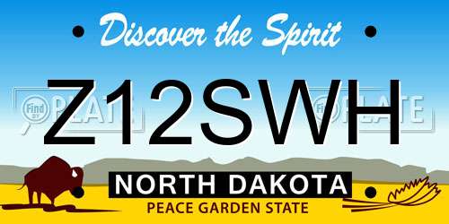 Z12SWH North Dakota License Plate