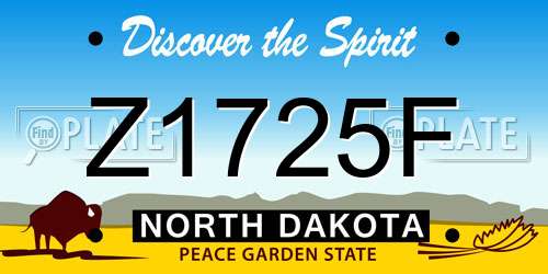 Z1725F North Dakota License Plate