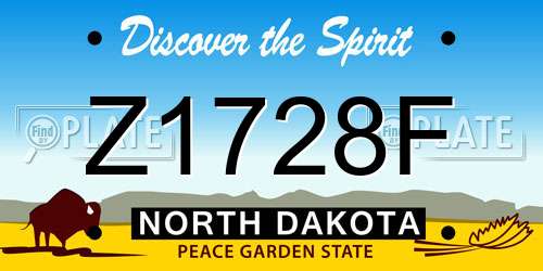 Z1728F North Dakota License Plate
