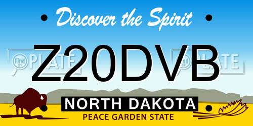 Z20DVB North Dakota License Plate