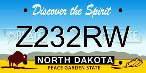 Z232RW North Dakota License Plate