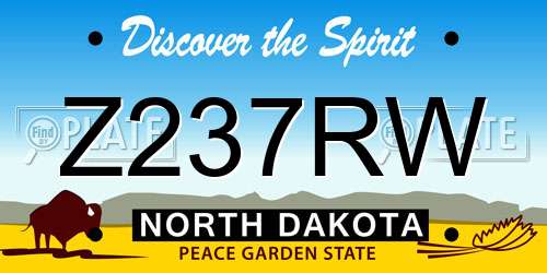 Z237RW North Dakota License Plate