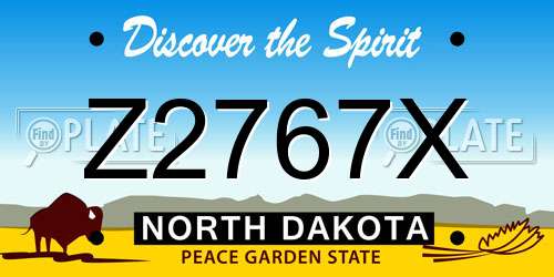 Z2767X North Dakota License Plate