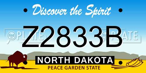 Z2833B North Dakota License Plate