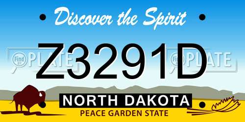 Z3291D North Dakota License Plate