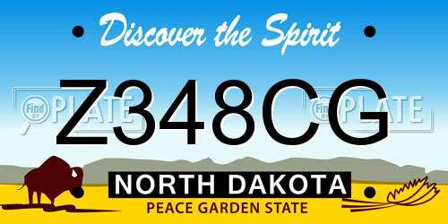 Z348CG North Dakota License Plate