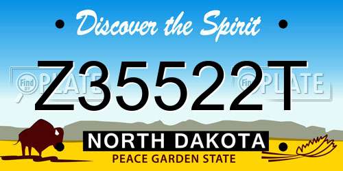 Z35522T North Dakota License Plate