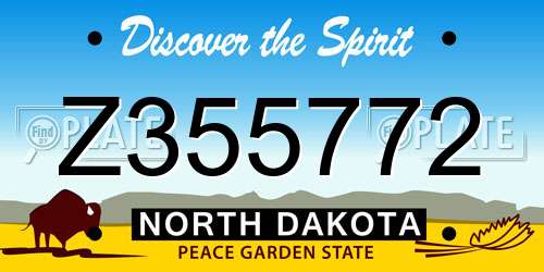 Z355772 North Dakota License Plate