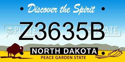 Z3635B North Dakota License Plate