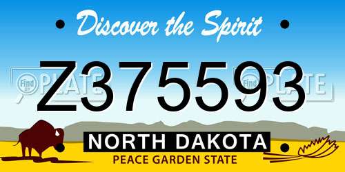 Z375593 North Dakota License Plate