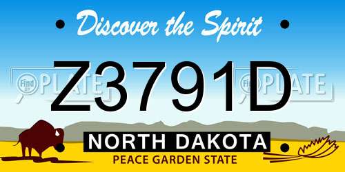 Z3791D North Dakota License Plate