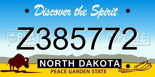 Z385772 North Dakota License Plate