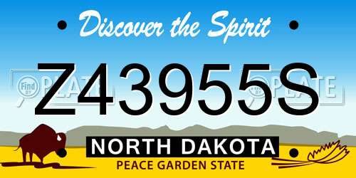 Z43955S North Dakota License Plate