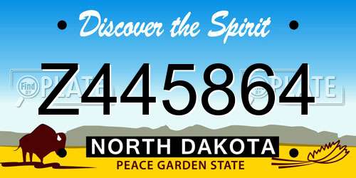 Z445864 North Dakota License Plate