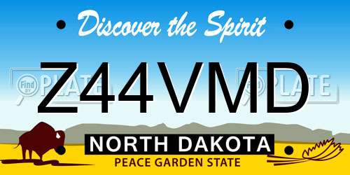 Z44VMD North Dakota License Plate