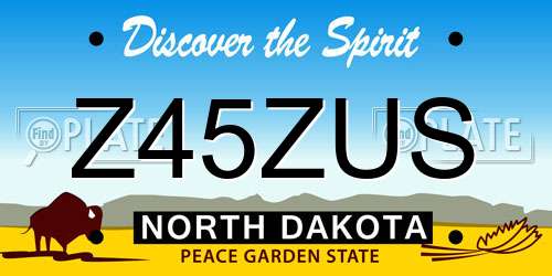 Z45ZUS North Dakota License Plate