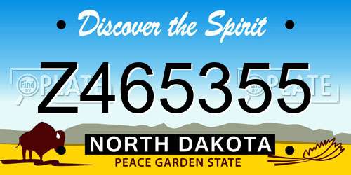 Z465355 North Dakota License Plate