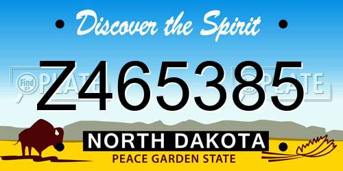 Z465385 North Dakota License Plate