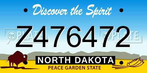 Z476472 North Dakota License Plate