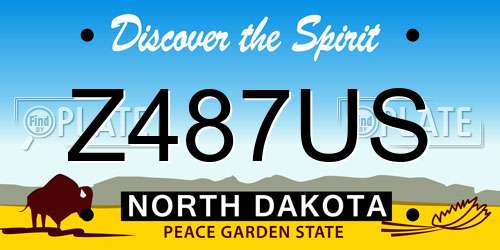 Z487US North Dakota License Plate