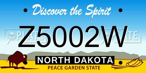 Z5002W North Dakota License Plate