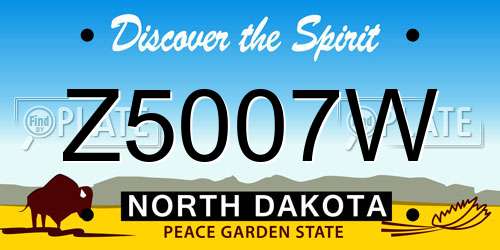 Z5007W North Dakota License Plate
