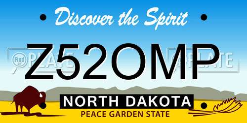 Z52OMP North Dakota License Plate