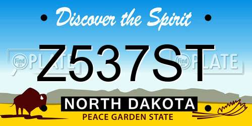 Z537ST North Dakota License Plate