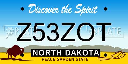 Z53ZOT North Dakota License Plate