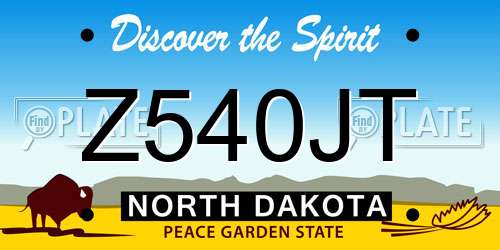 Z540JT North Dakota License Plate
