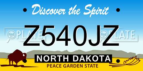 Z540JZ North Dakota License Plate