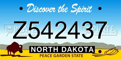 Z542437 North Dakota License Plate