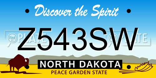 Z543SW North Dakota License Plate